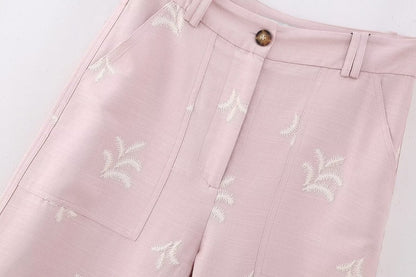 Summer Fashion Linen Outfits 2023 | Pink Ruffles Crop Top Linen Pants Outfit