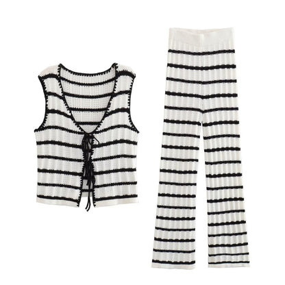 2023 Summer Trends | Old Money Aesthetic Striped Lines Knitted Outfit