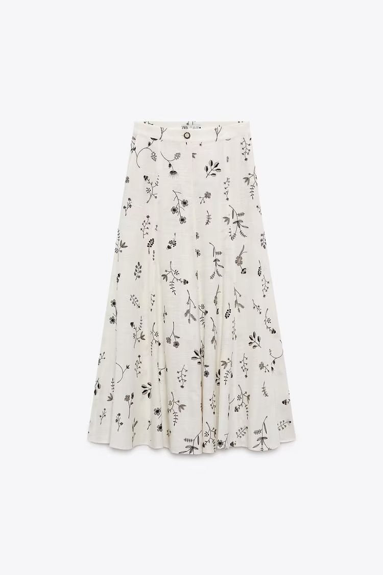 Summer Outfits 2023 | Black & White Floral Cotton Crop Top Skirt Outfit 2-piece Set
