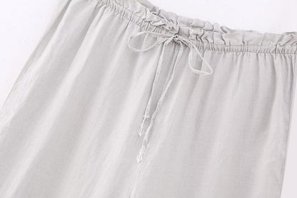 Capsule Wardrobe | Halter Linen Crop Top Wide Leg Pants Outfit