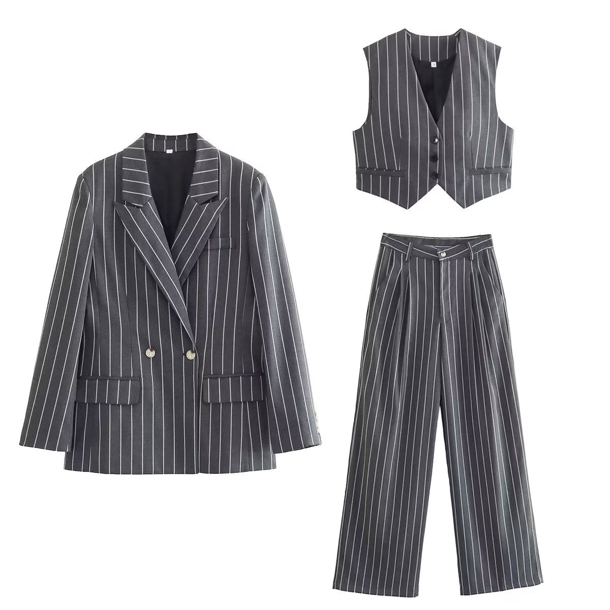2023 Fashion Trends | Old Money Aesthetic Striped Blazer Vest Pants Outfit 3-piece outfit