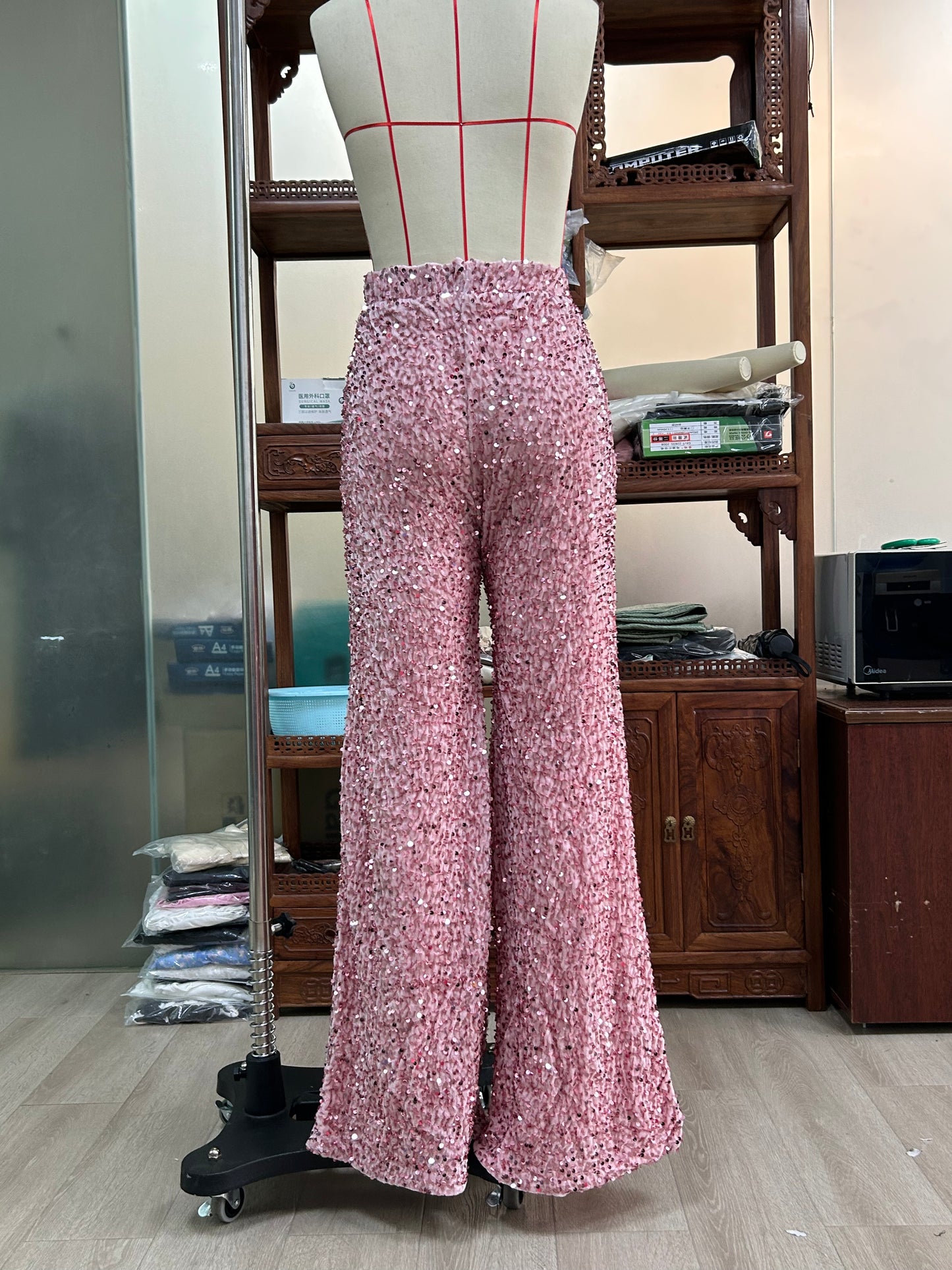 Mermaidcore Aesthetic Outfits | Pink Sequined Mermaid Wide Leg Pants