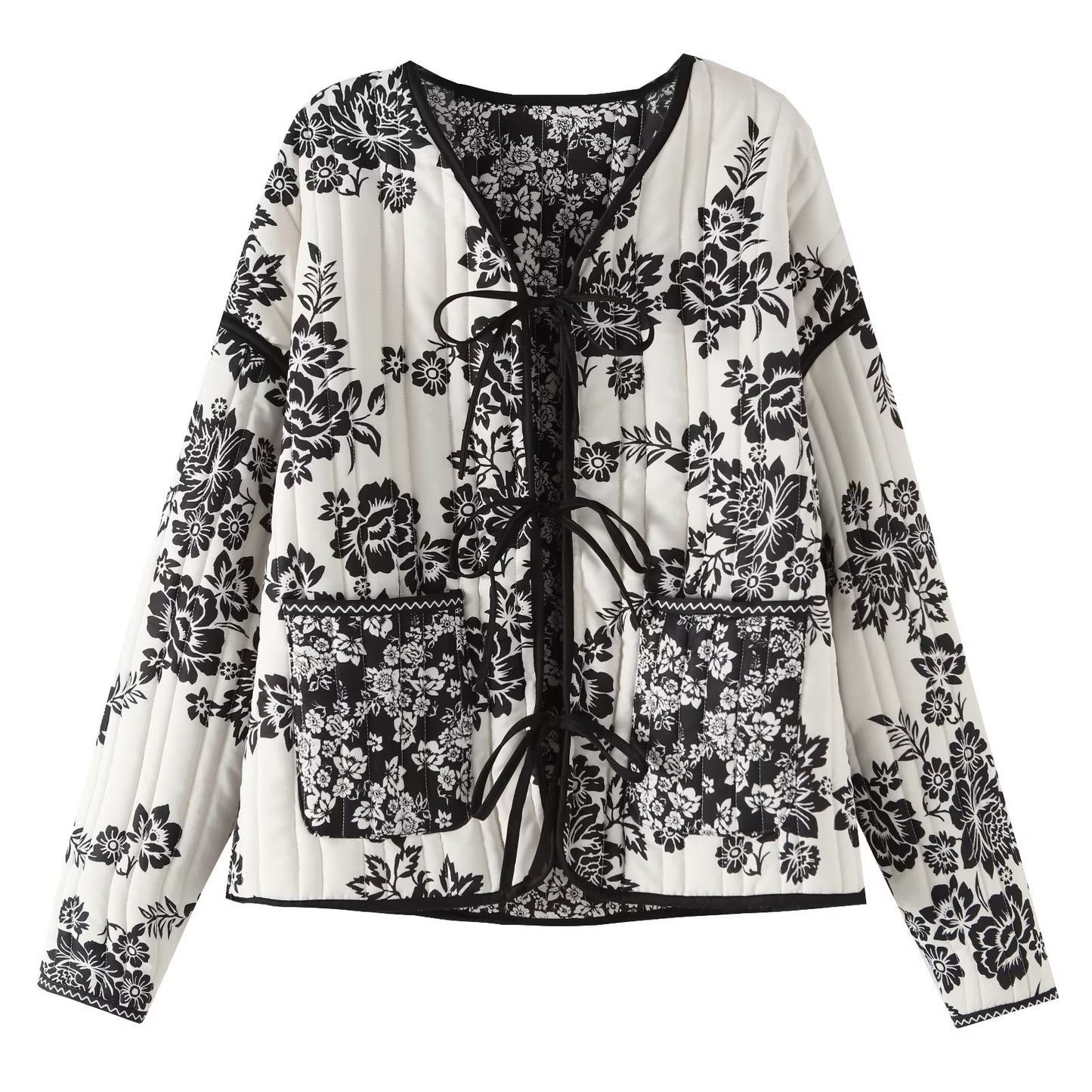 Fall Outfits 2023 | Black & White Floral Cotton Coat