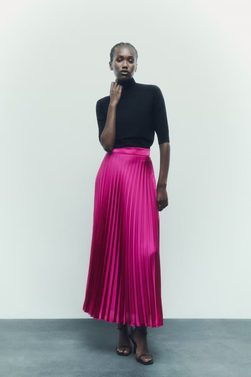 Cerise pink outlet pleated skirt