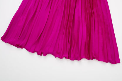 Hot Pink Aesthetic Outfits | Hot Pink Pleated Maxi Skirt