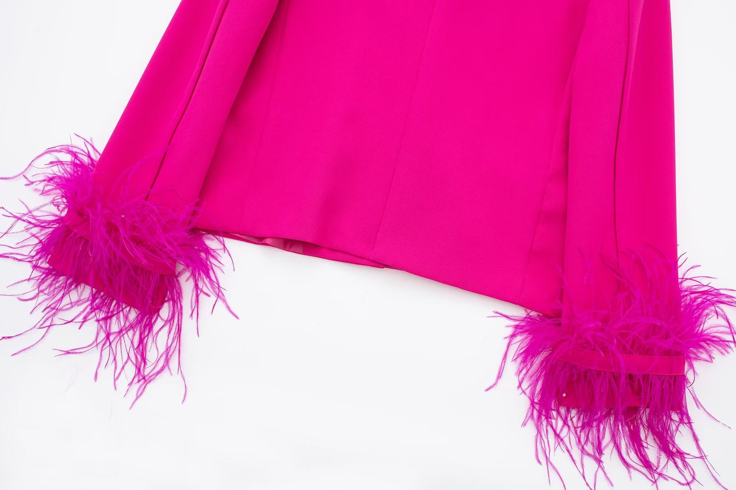 Hot Pink Outfits | Hot Pink Feathers Blazer