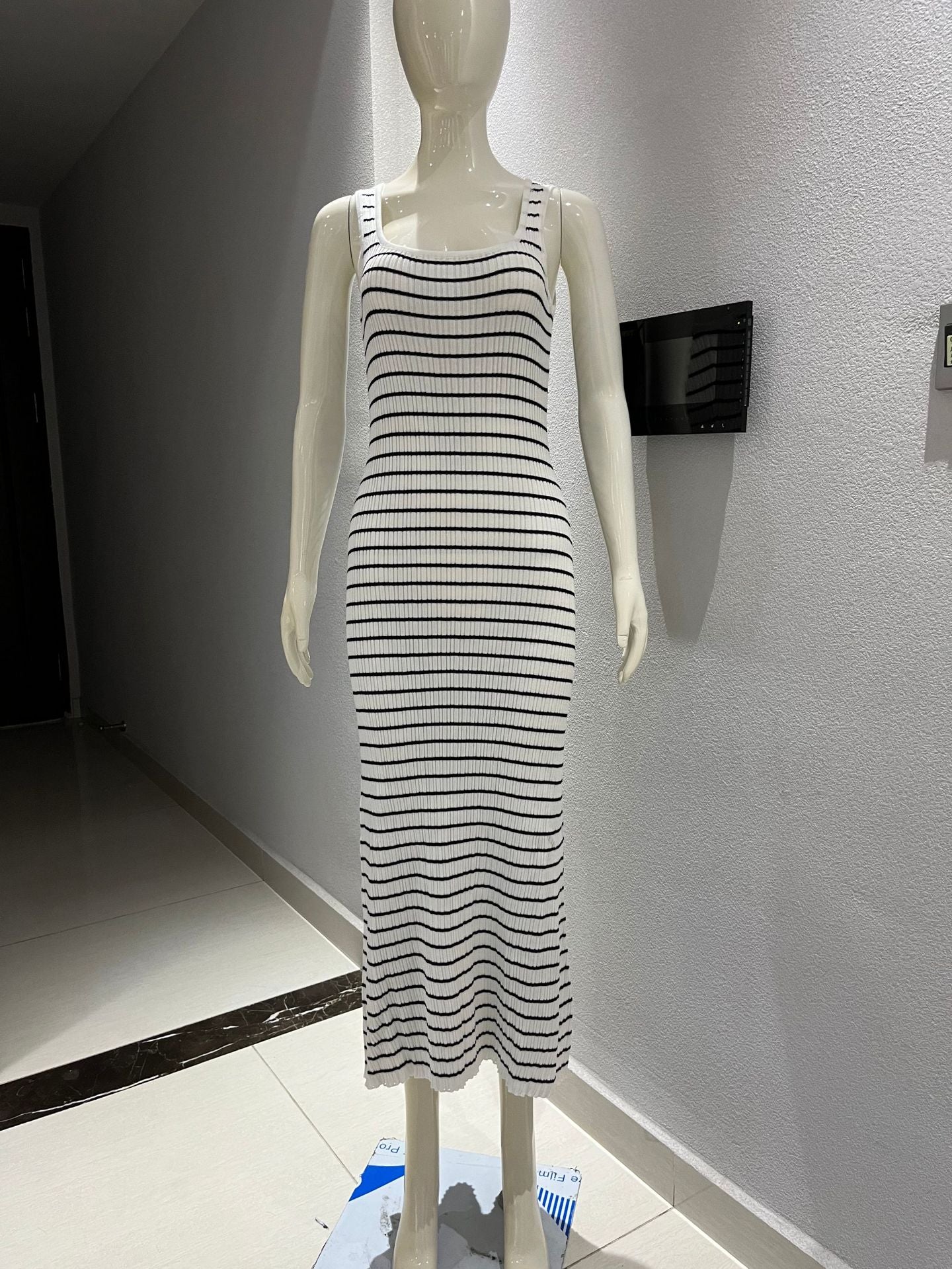 Fashion Trends 2023 | Striped Vest Knitted Cotton Maxi Dress L / Black Fashion Trends 2023 | Striped Vest Knitted Cotton Maxi Dress L / Black