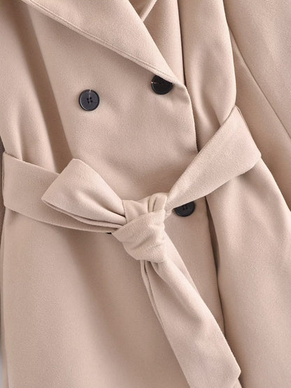 Trench coat Outfits | Blazer Hooded Trench Coat with belt