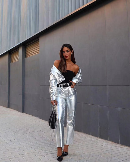 Fashion Trends 2023 | Silver Metallic Cropped Jacket or Pants