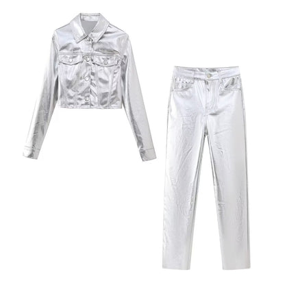 Fashion Trends 2023 | Silver Metallic Cropped Jacket or Pants