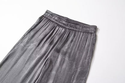 Fall Fits | Metallic Gray Chrome High Waist Wide Leg Pants