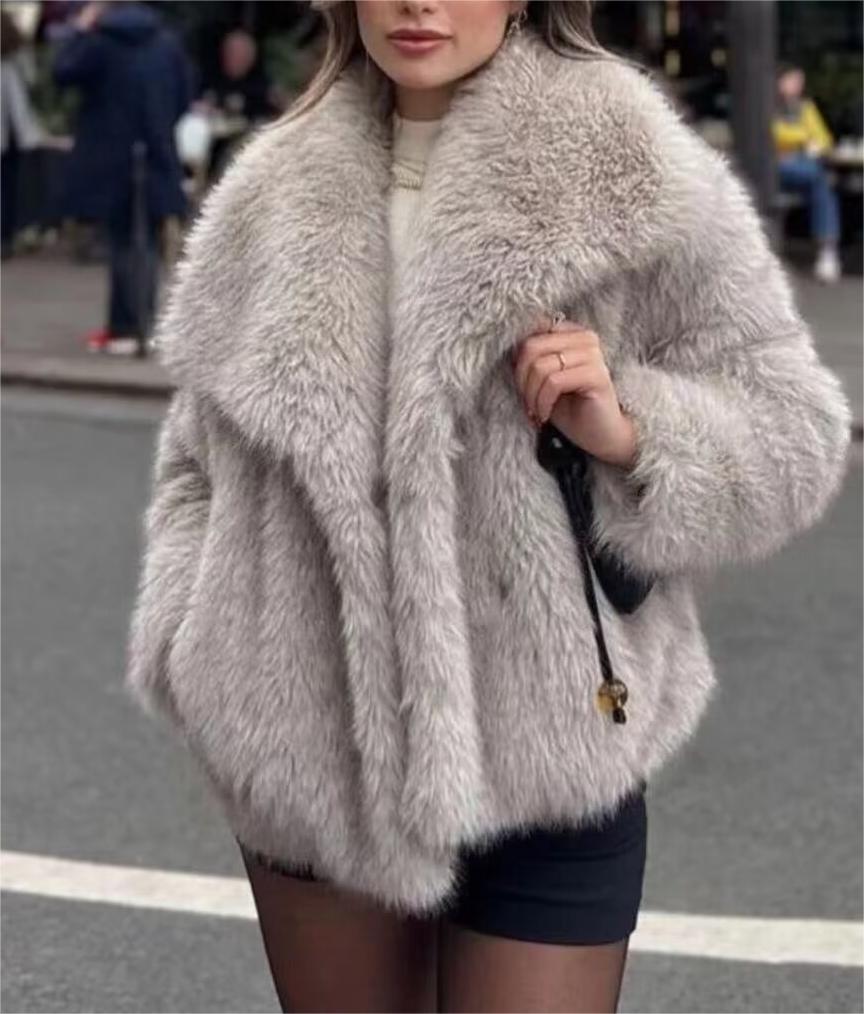Fur coat aesthetic | Neutrals Faux Fur Jacket