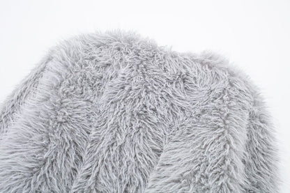 2024 Fashion Trends | Silver Faux Fur Winter Cropped Coat