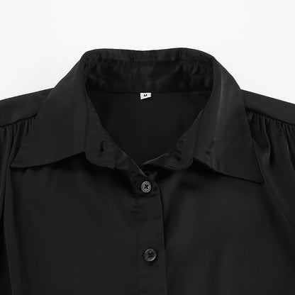 2024 Fashion Trends | Black Summer Satin Shirt