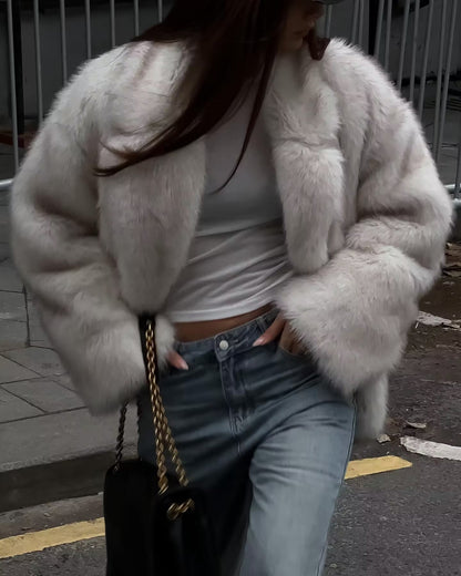 2024 Fashion Trends Fur coat aesthetic | Beige Faux Fur Coat