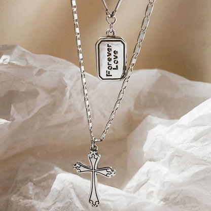 Forever Love S925 Sterling Silver Cross Necklace