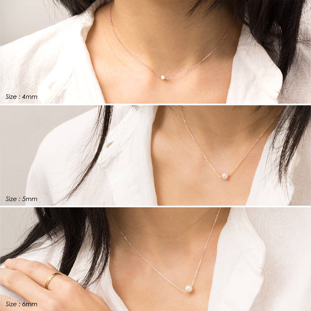 collage of 3 pictures with model wearing minimalist necklace 