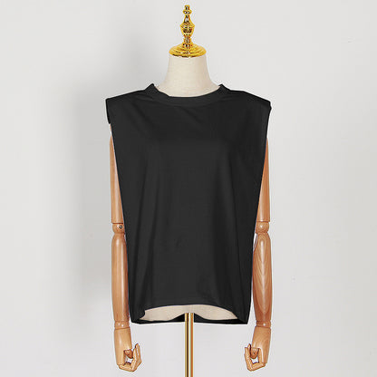 2023 Capsule Wardrobe | Padded Shoulders Cotton Crop Top