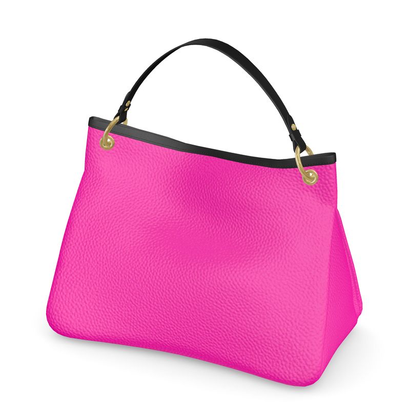 TGC FASHION Leather Handbags | Hot Pink Aesthetic Preppy Slouch Bag