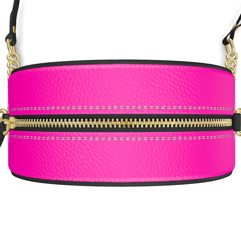 TGC FASHION Leather Handbags | Hot Pink Aesthetic Round Box Bag