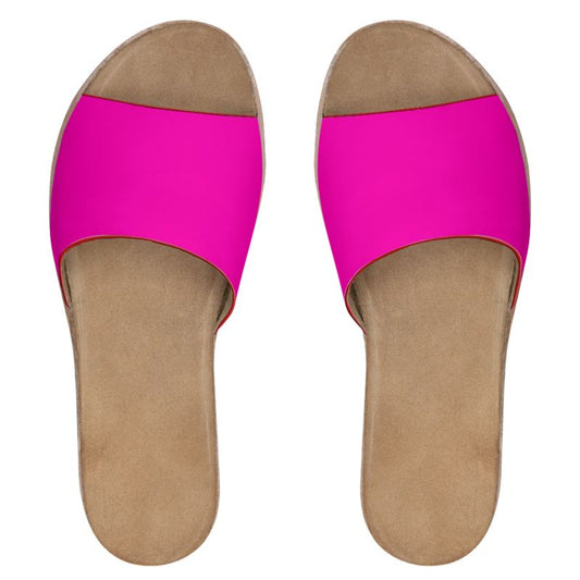 Comfortable Shoes |  Hot Pink Leather Sliders