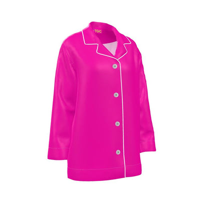 TGC FASHION Silk Outfits | Hot Pink Aesthetic Luxury Silk Shirt