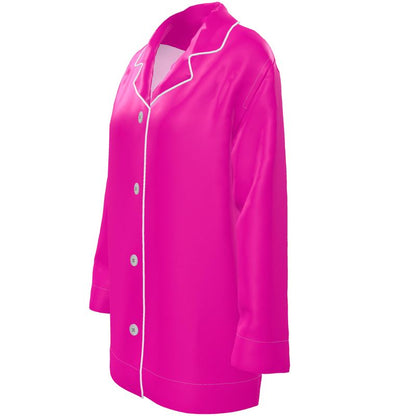 TGC FASHION Silk Outfits | Hot Pink Aesthetic Luxury Silk Shirt