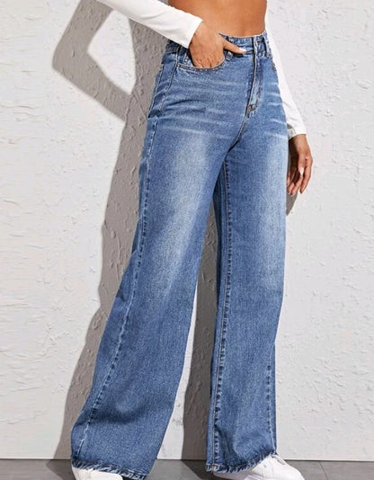 Summer Outfits | Cotton Denim Loose High Waist Wide Leg Jeans