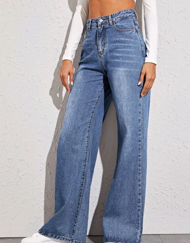 Summer Outfits | Cotton Denim Loose High Waist Wide Leg Jeans