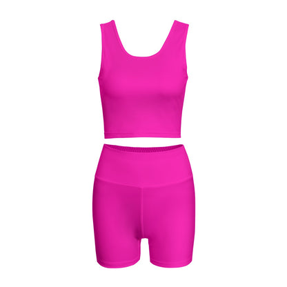 TGC FASHION Hot Pink Gym Outfit 2-piece Set