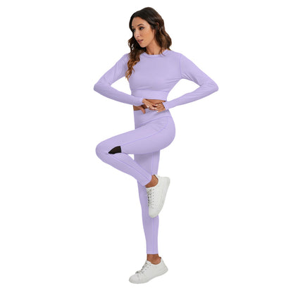 2023 Fashion Trends | TGC FASHION Lilac Lavender Backless Top And Leggings Gym Outfit 2-piece Set