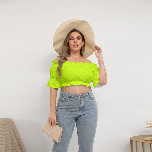 Cute Spring Outfits | Neon Yellow Aesthetic Off-shoulder Crop Top