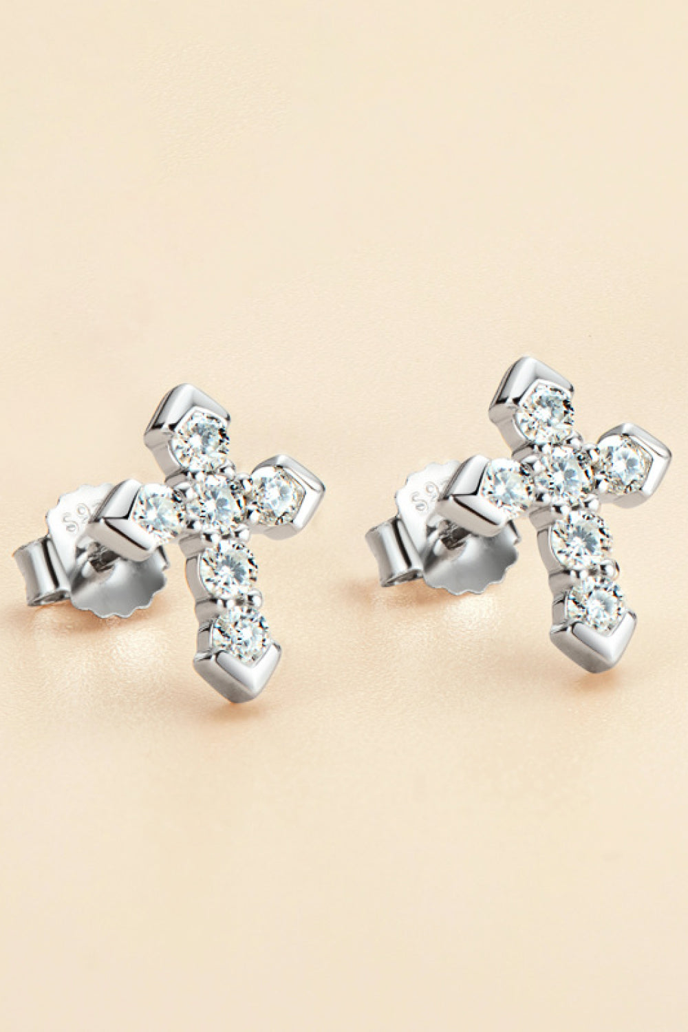 Cross Earrings | Moissanite Cross Stud Earrings