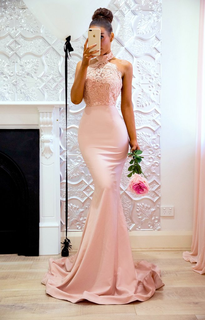 Valentines Dresses | Light Pink Lace Mermaid Valentines Dress