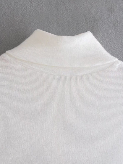 Capsule Wardrobe 2023 | Knitted Turtleneck Sleeveless Long Vest Dress with Front Slit