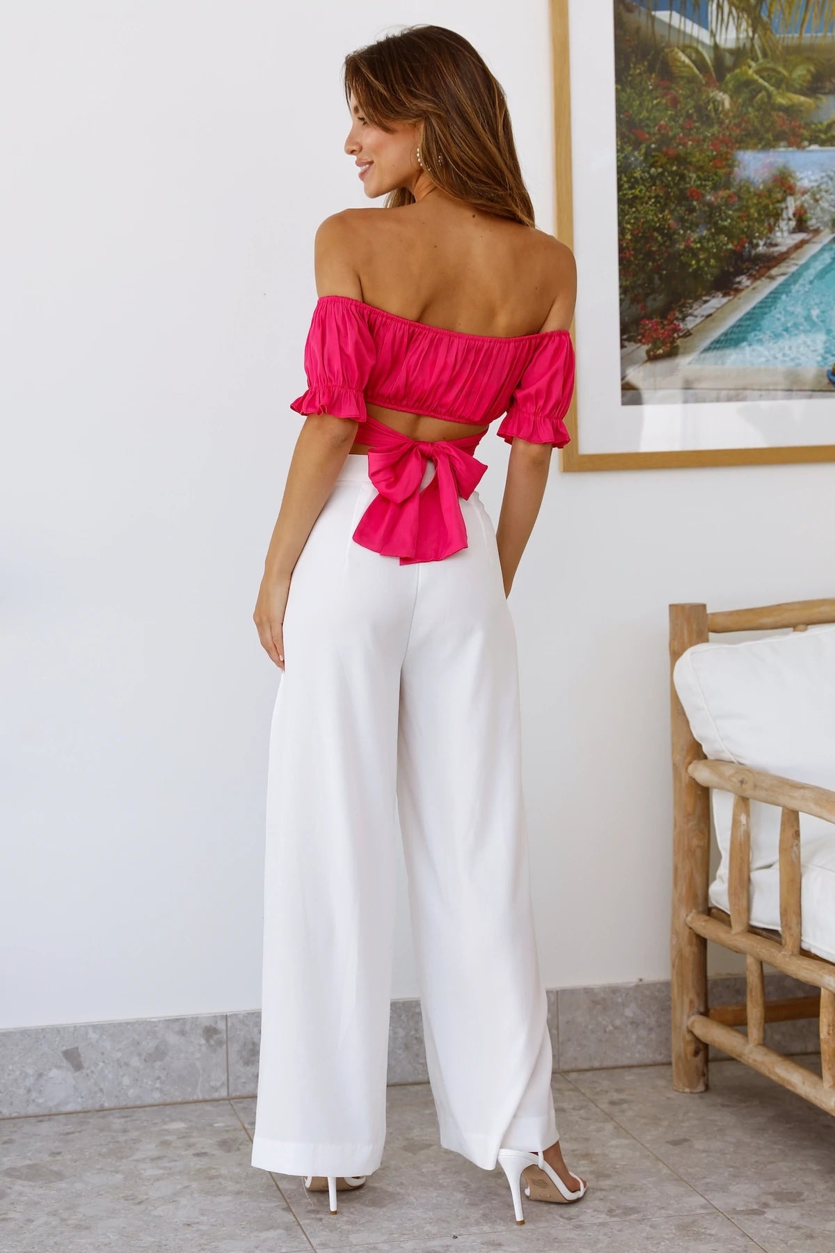 Neon pink off discount the shoulder top