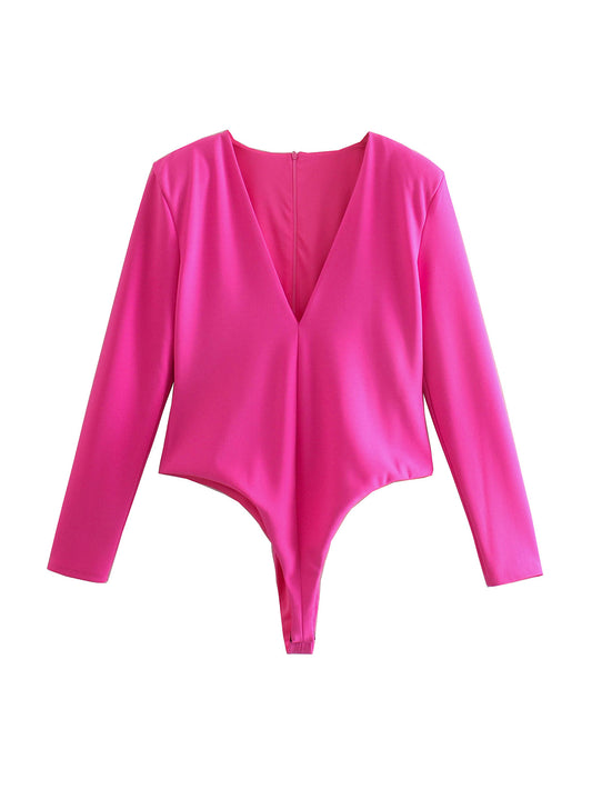 Euphoria Outfits | Hot Pink Padded Shoulder Bodysuit