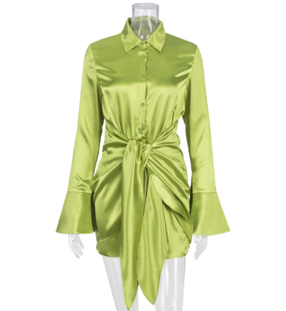 Spring Outfits 2023 | Neon Green Silk Blazer Mini Dress