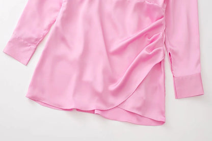 Pink Outfits | Collared Satin Dress
