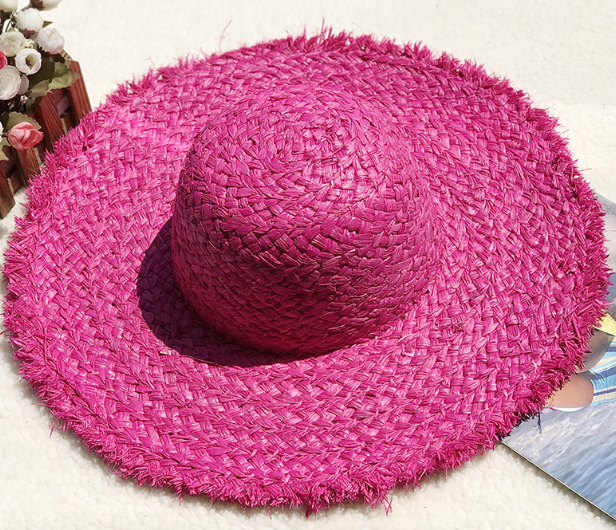 Ladies Wide Brim Straw Hats Extra Large Sun Hat Floppy Hats for Women's  Beach One Piece Luffy Straw Hat Sun hat (Color : Hot Pink, Size : One Size)