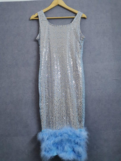 2023 Fashion Trends | Nude Glitter & Feathers Fancy Dress