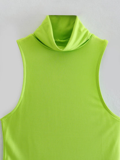 Neon Green Aesthetic | Turtleneck Slim Fit Bodysuit