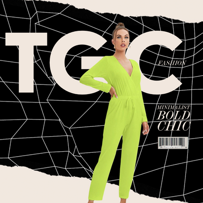 TGC Fashion  V-neck High Waist Jumpsuit