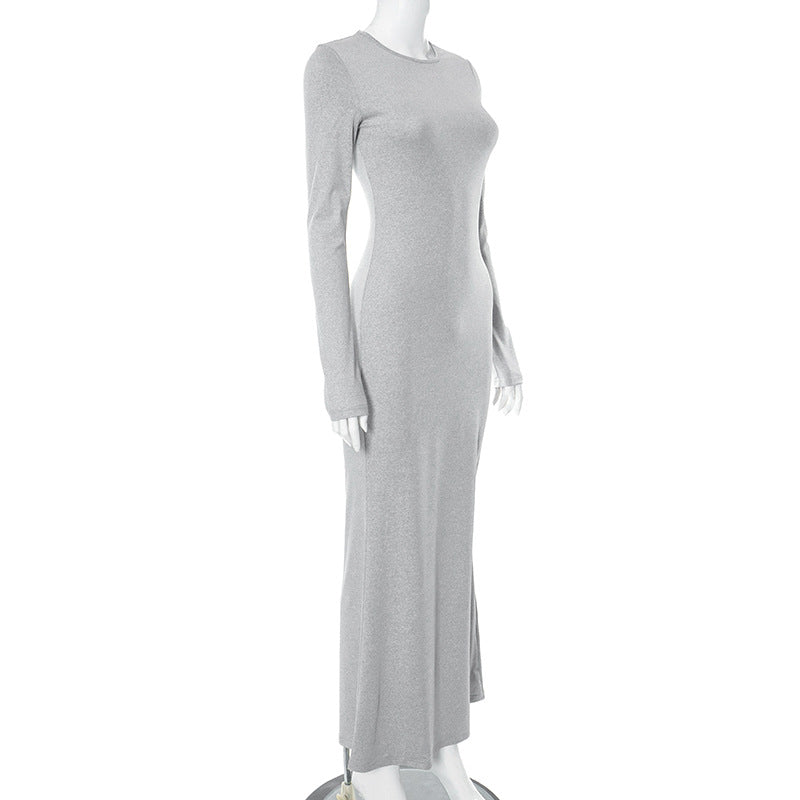 Long Winter Dresses | Round Neck Slim Mermaid Dress