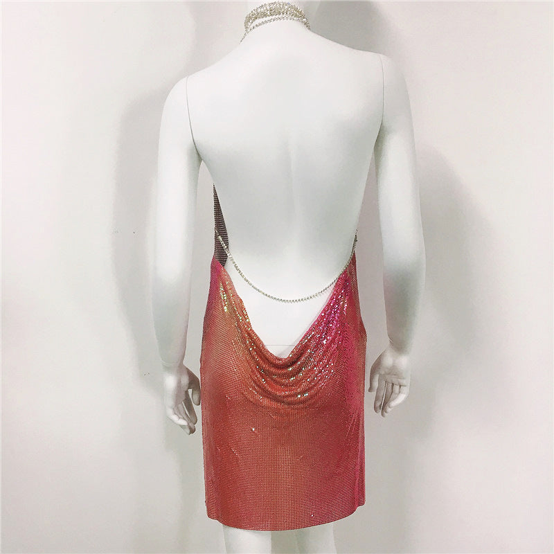 Rhinestone Dresses | Backless Rhinestone Mini Dress