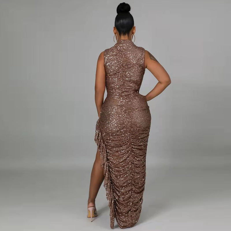 Euphoria Outfits | Caramel Brown Aesthetic Sequined Mermaid Dress