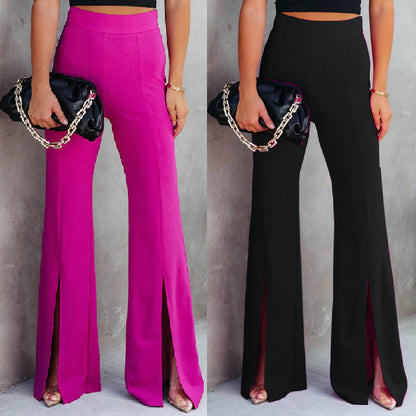 Hot Pink Pants Outfit | High Waist Hot Pink Aesthetic Slit Pants