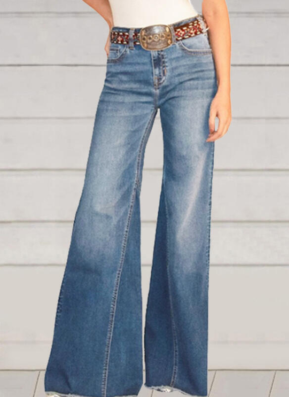 Summer Outfits | Cotton  Denim High Waist Retro Wide-Leg Jeans