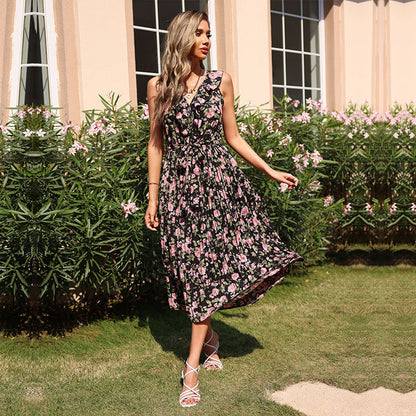 Floral Dress | Black and Pink Floral Print Sundress
