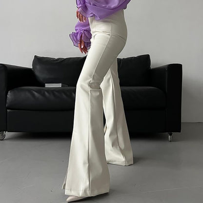 2024 Fashion Trends | Winter Faux Leather Flared Pants